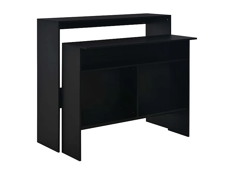 Mesa alta de cocina con 2 encimeras negra 130x40x120 cm