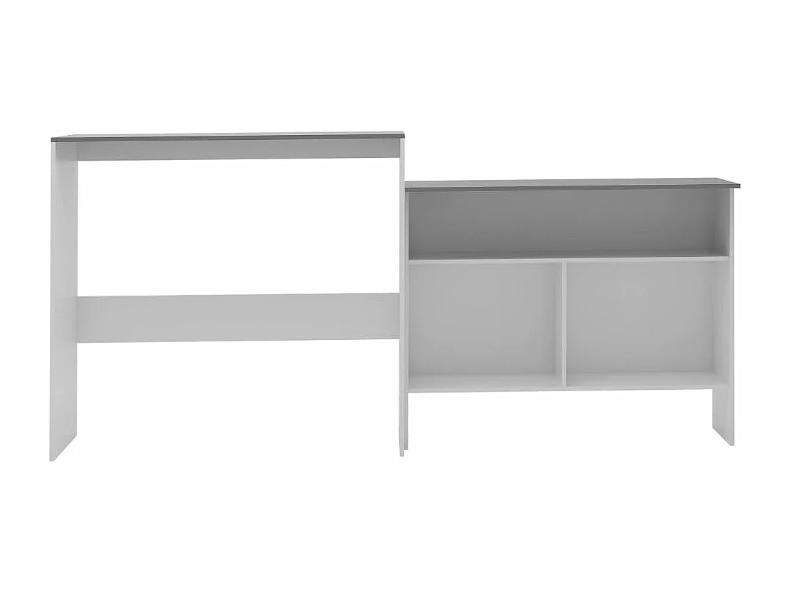 Mesa de bar com 2 tampos 130x40x120 cm branco e cinzento
