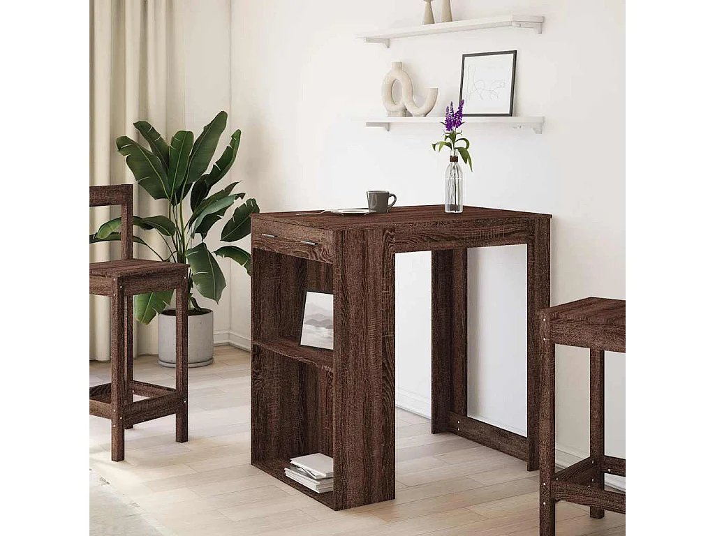 Table de bar chêne marron 102x70x103,5 cm bois d'ingénierie
