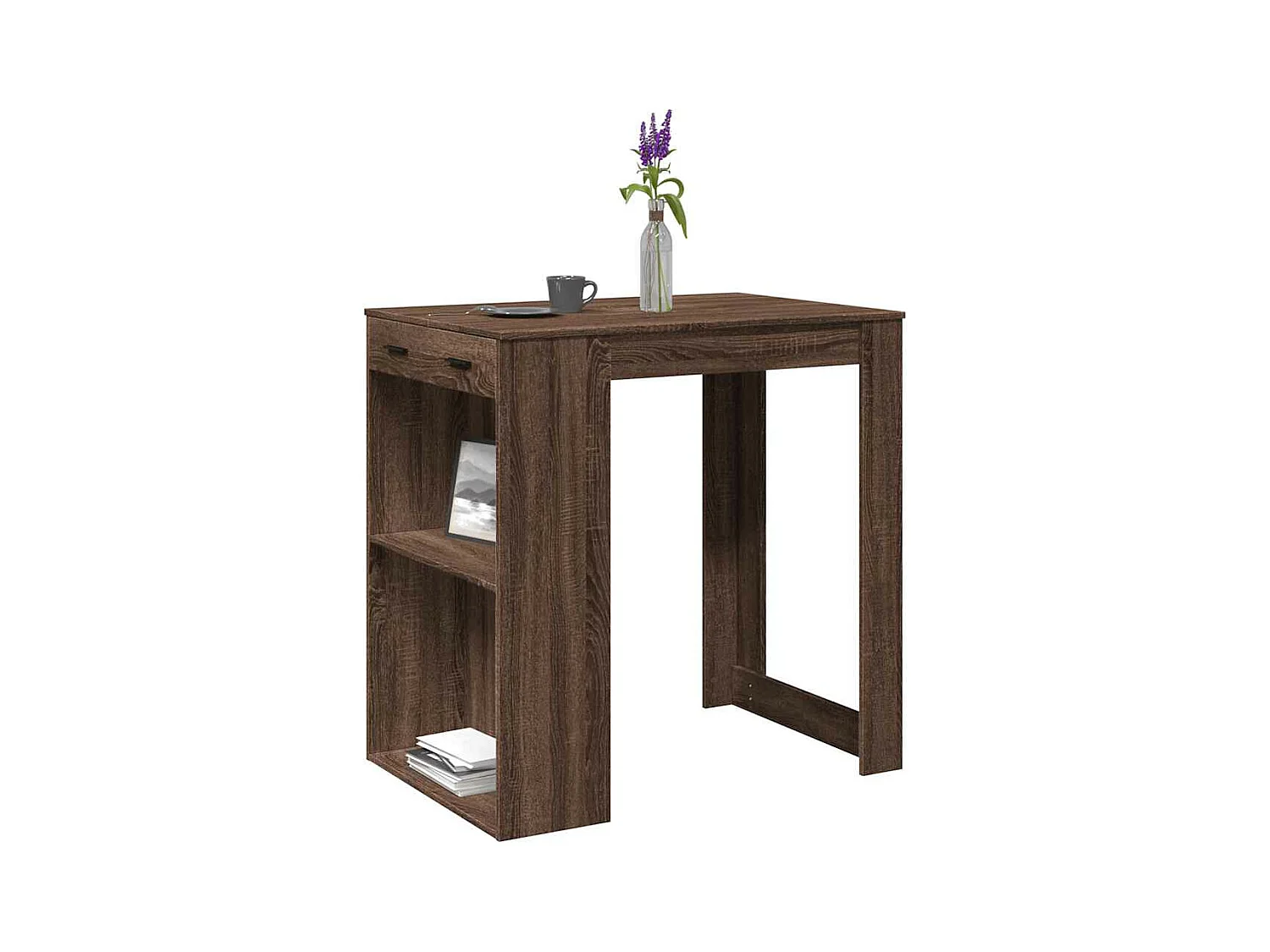 Table de bar chêne marron 102x70x103,5 cm bois d'ingénierie