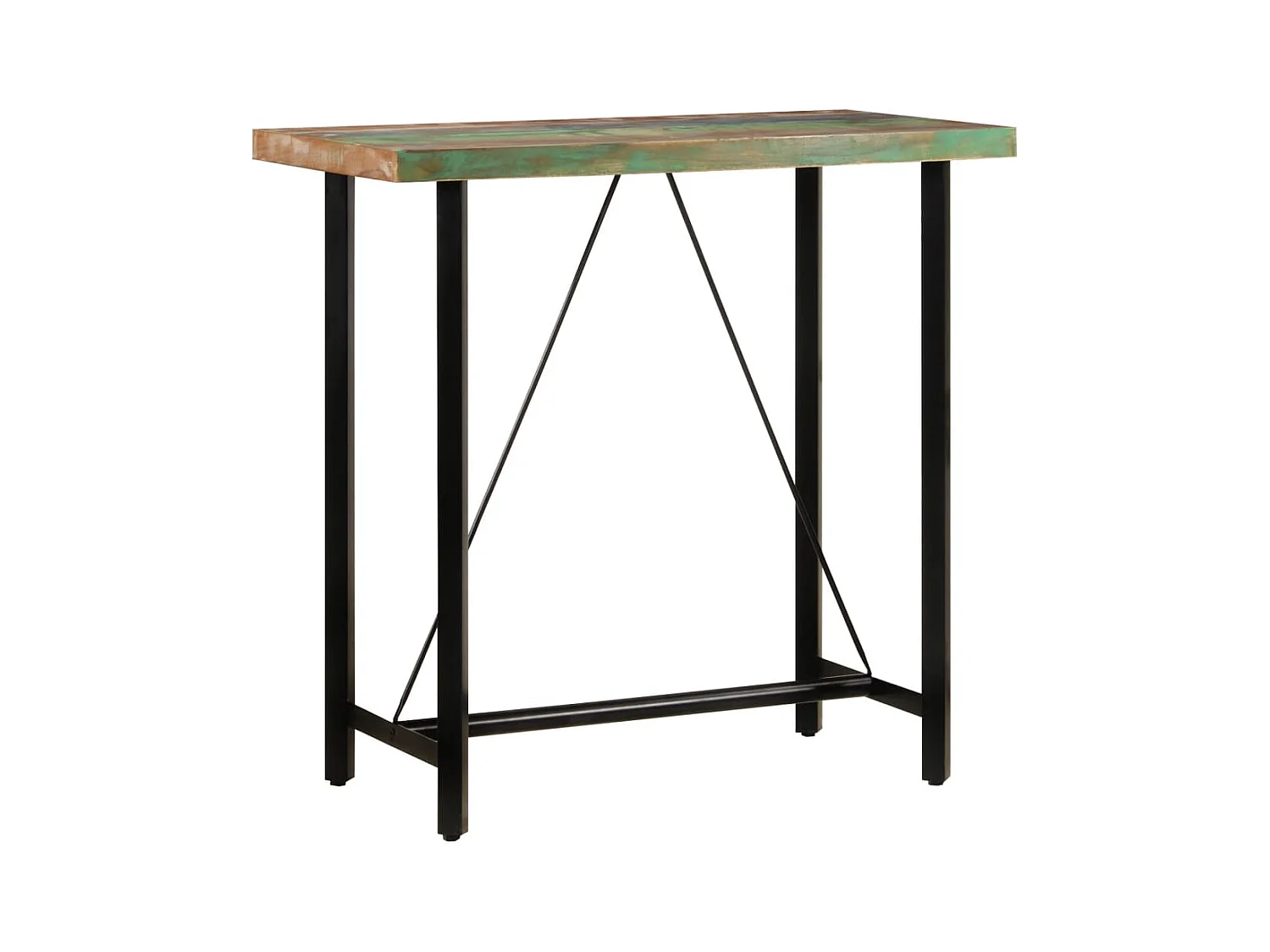 Table de bar 110x55x107 cm bois massif de récupération et fer