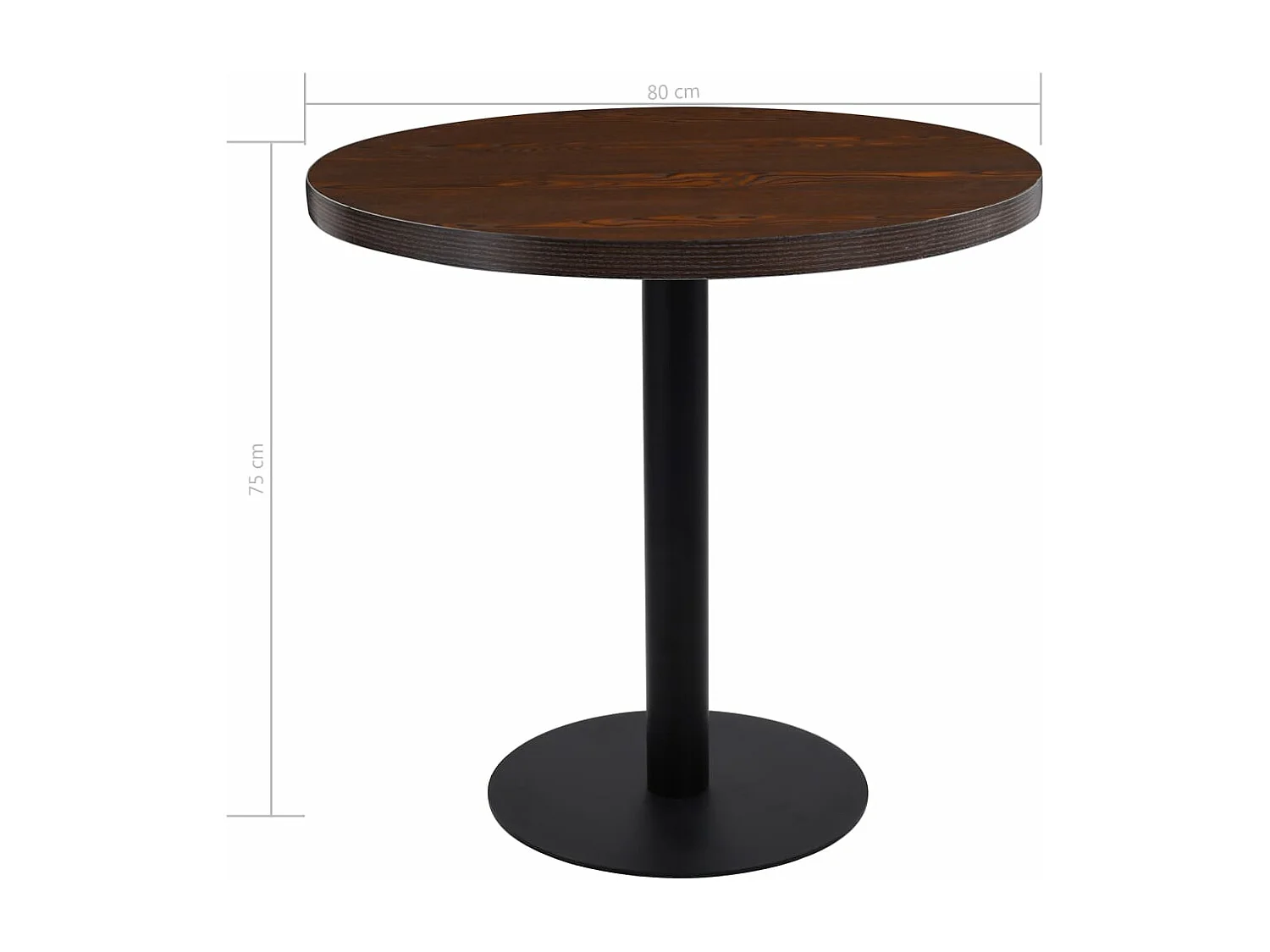 Mesa bistrô 80 cm MDF castanho-escuro