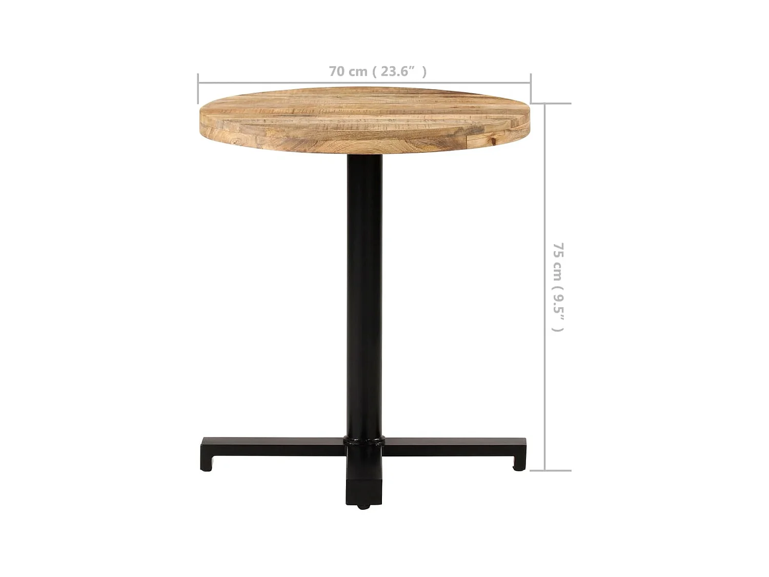 Table de bistro Ronde Ø70x75 cm Bois de manguier brut