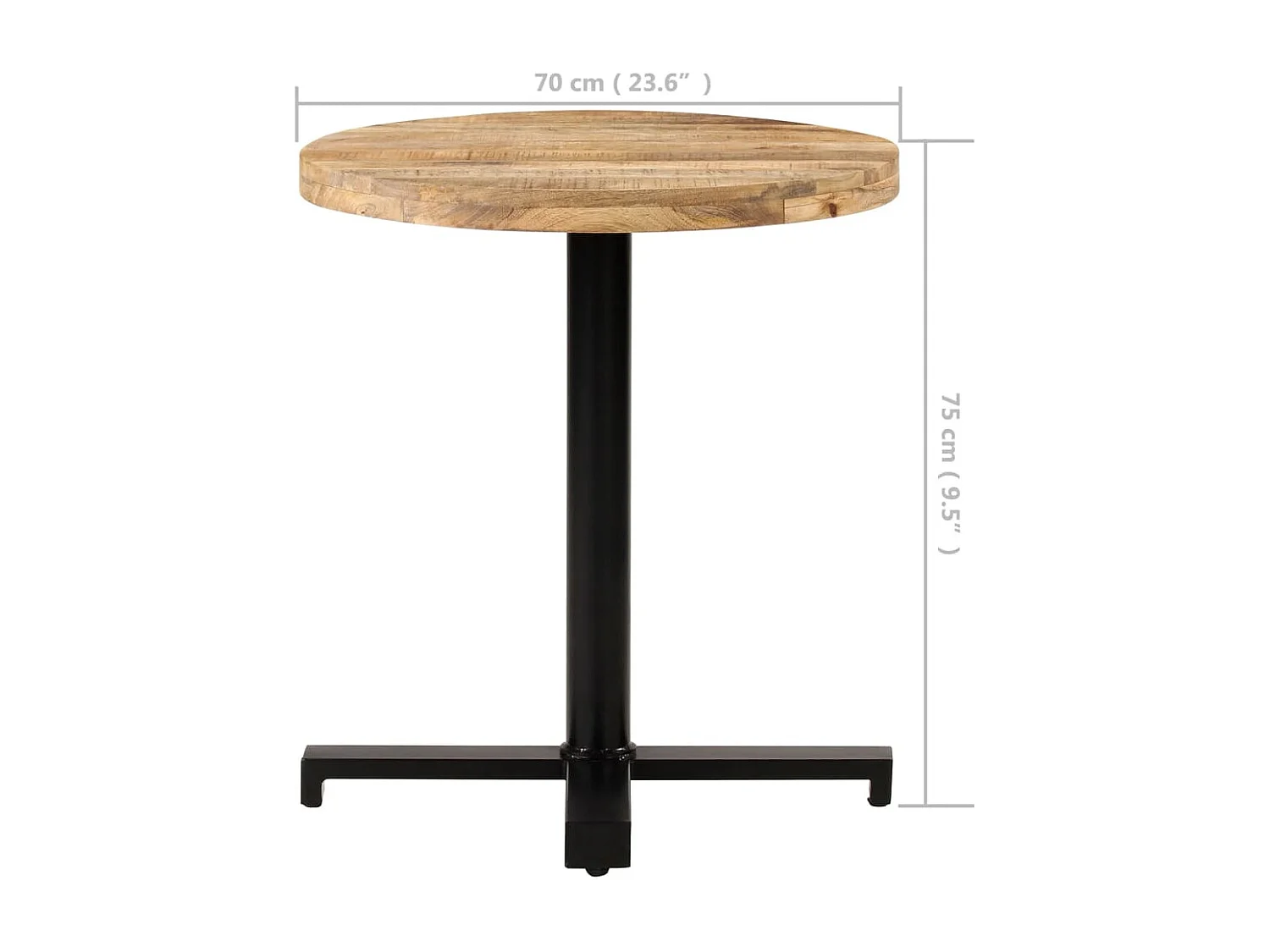 Mesa de bistró redonda madera de mango rugosa Ø70x75 cm