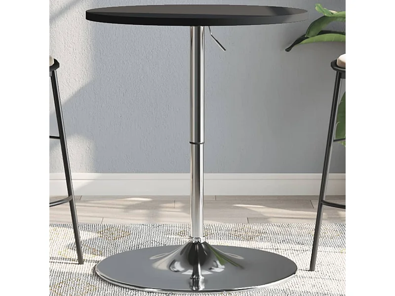 Mesa alta de bar madera ingeniería y acero negra 60x60x90 cm