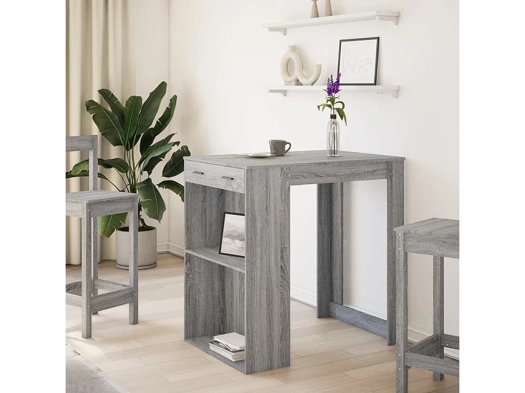 Table de bar sonoma gris 102x70x103,5 cm bois d'ingénierie