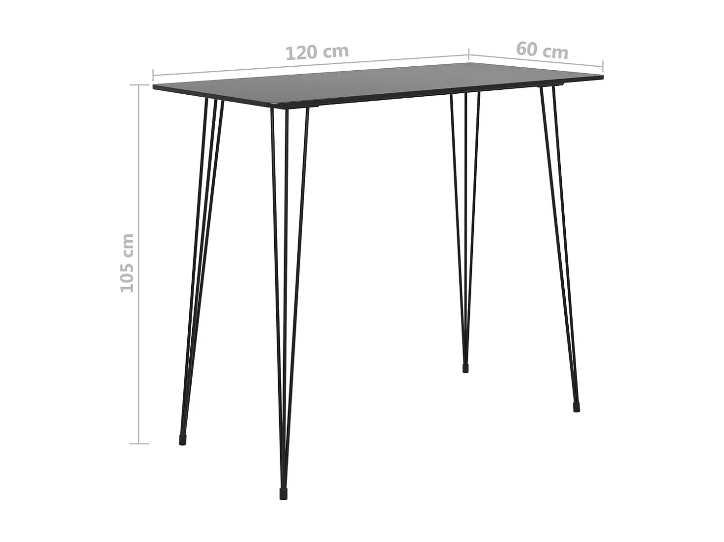 Mesa de bar 120x60x105 cm preto