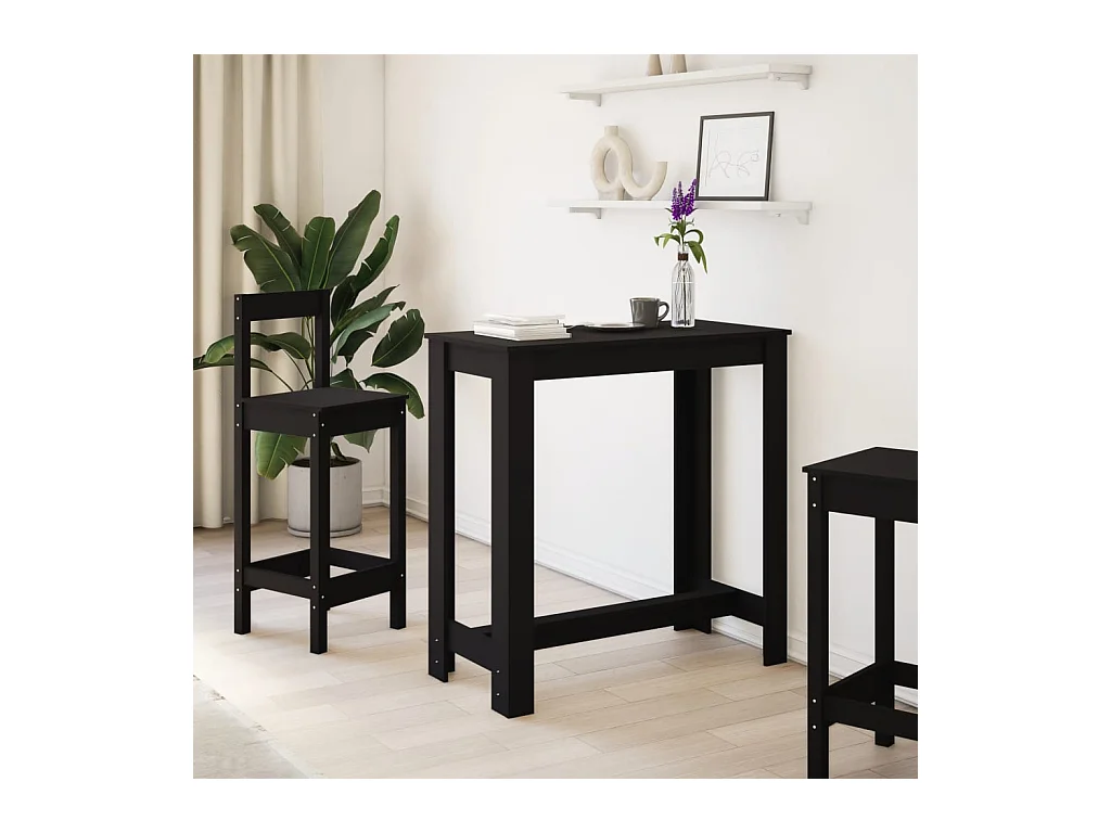 Table de bar noir 102x50x103,5 cm bois d'ingénierie