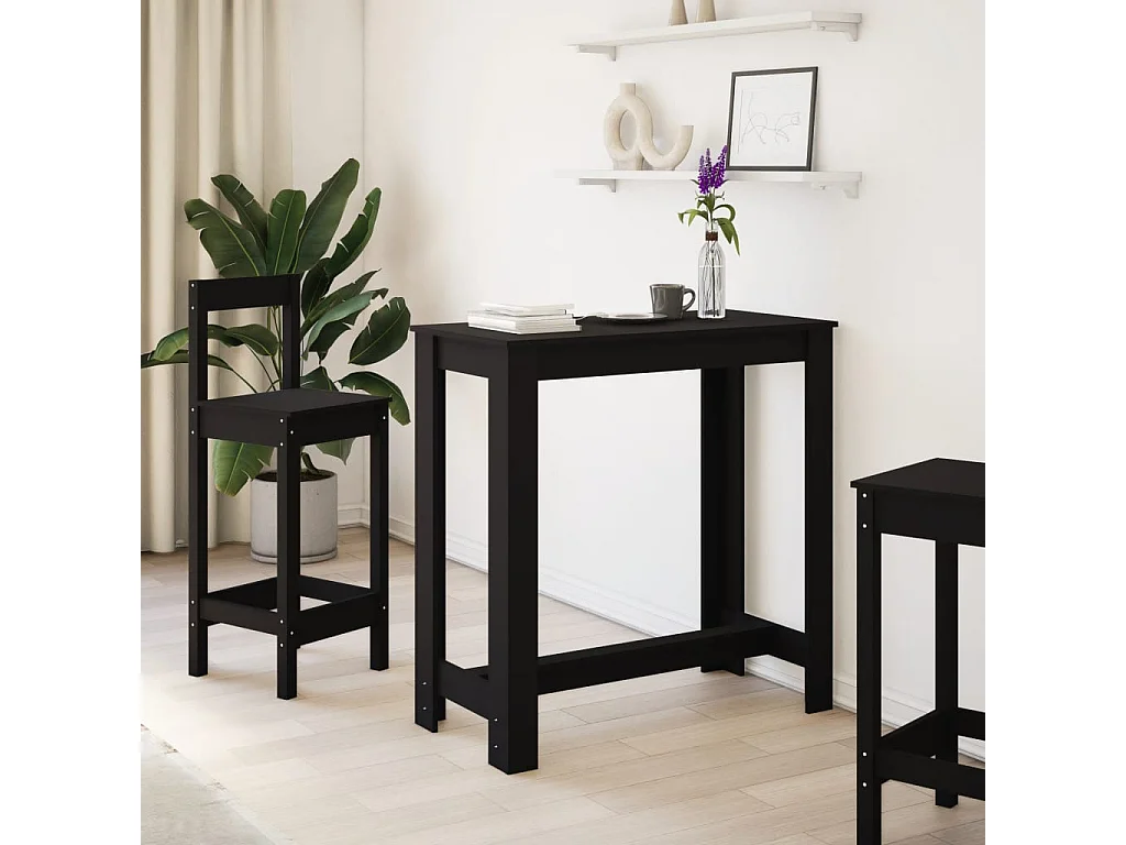 Mesa alta de bar madera ingeniería negra 102x50x103,5 cm