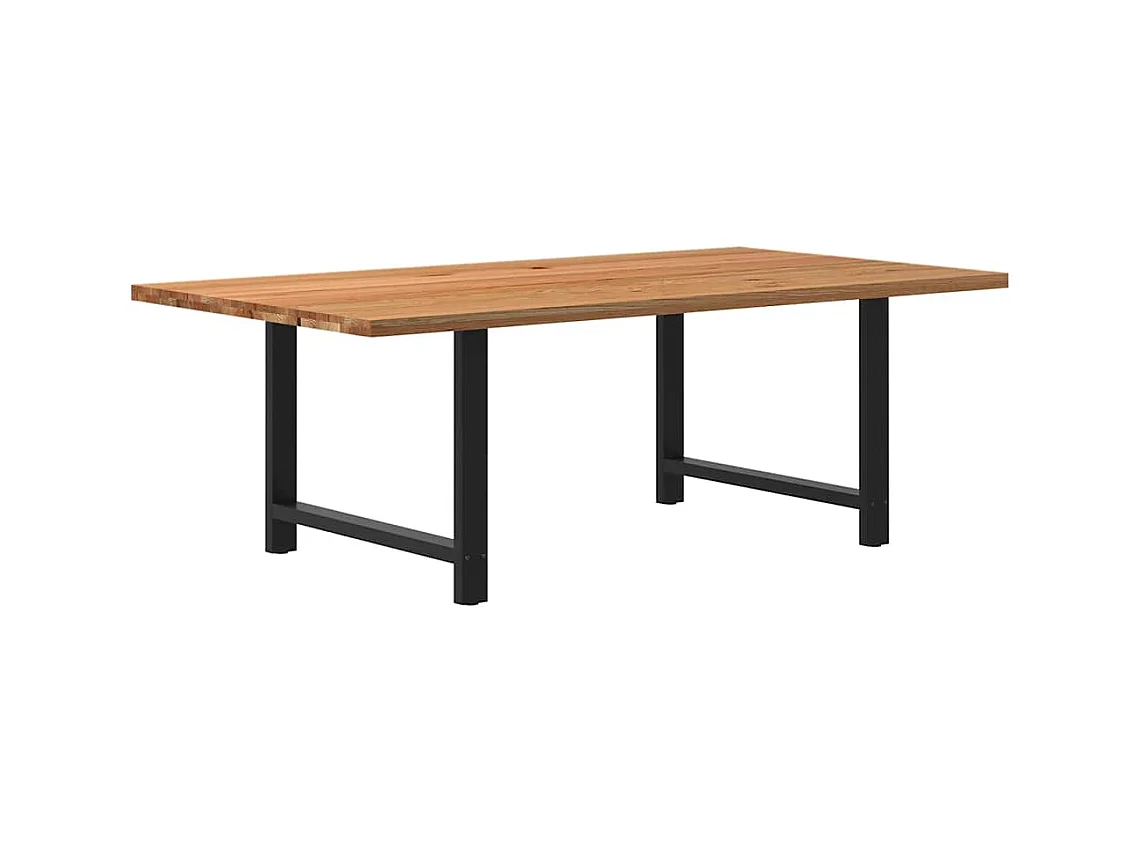 Table à manger marron clair bois de chêne massif rectangulaire