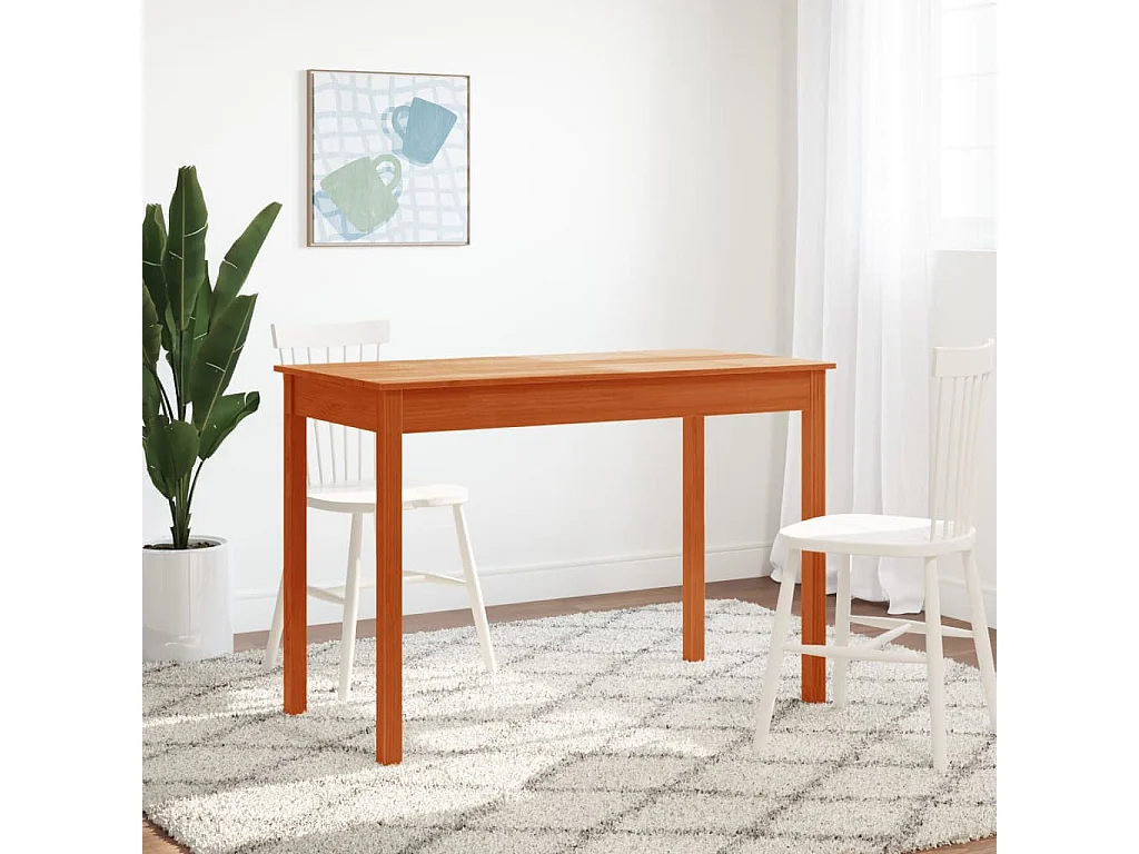 Mesa de comedor madera maciza de pino marrón cera 110x55x75 cm