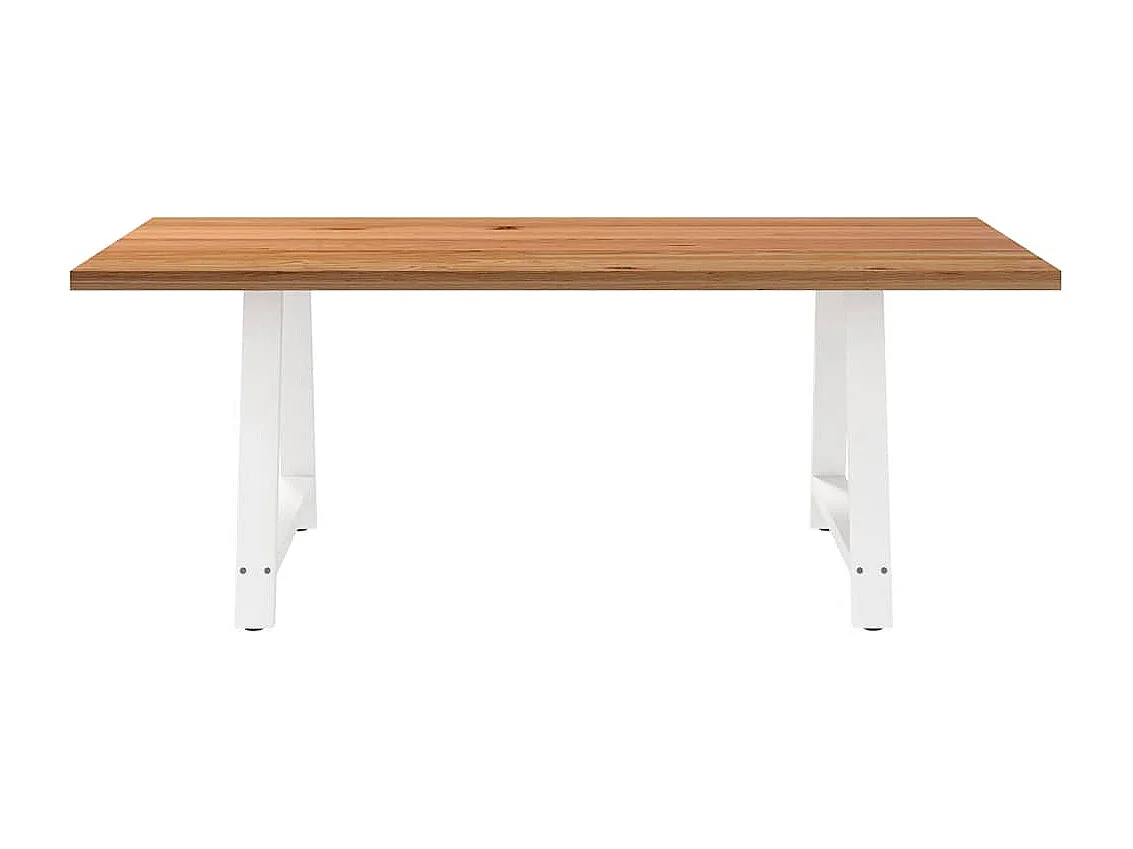 Table à manger marron clair bois de chêne massif rectangulaire