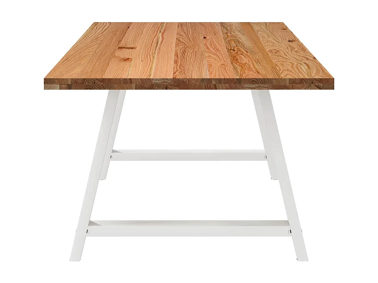 Table à manger marron clair bois de chêne massif rectangulaire