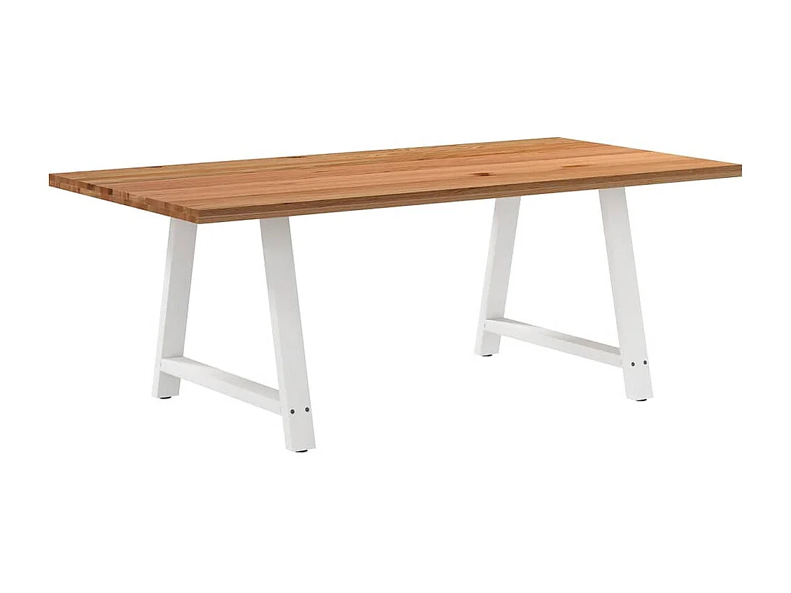 Table à manger marron clair bois de chêne massif rectangulaire