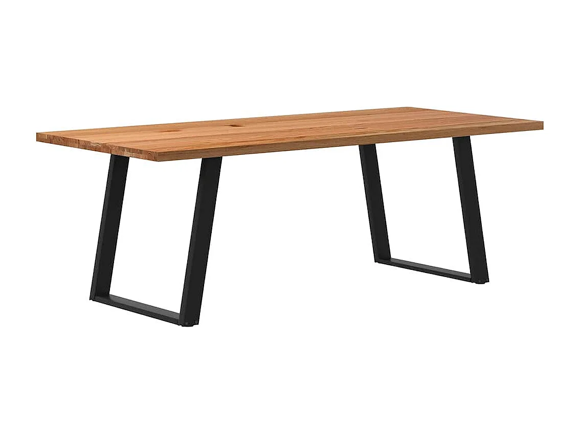 Table à manger marron clair bois de chêne massif rectangulaire