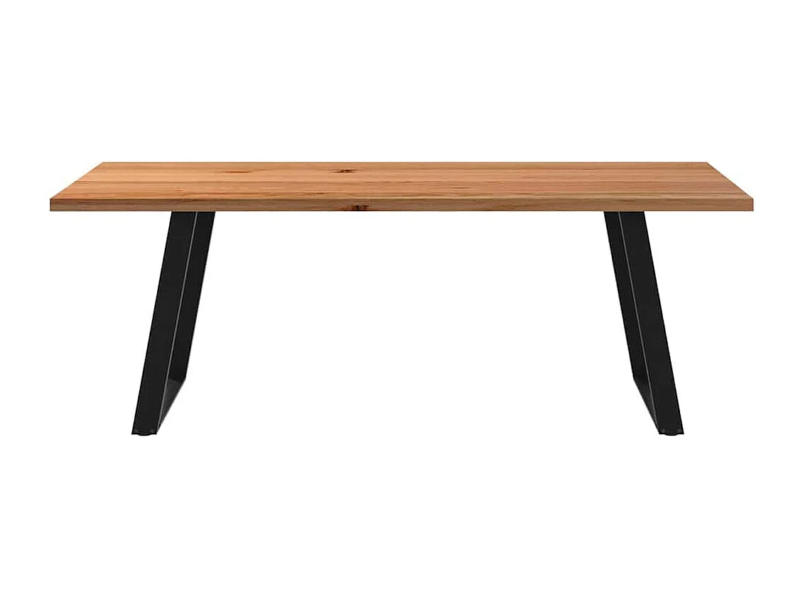 Table à manger marron clair bois de chêne massif rectangulaire