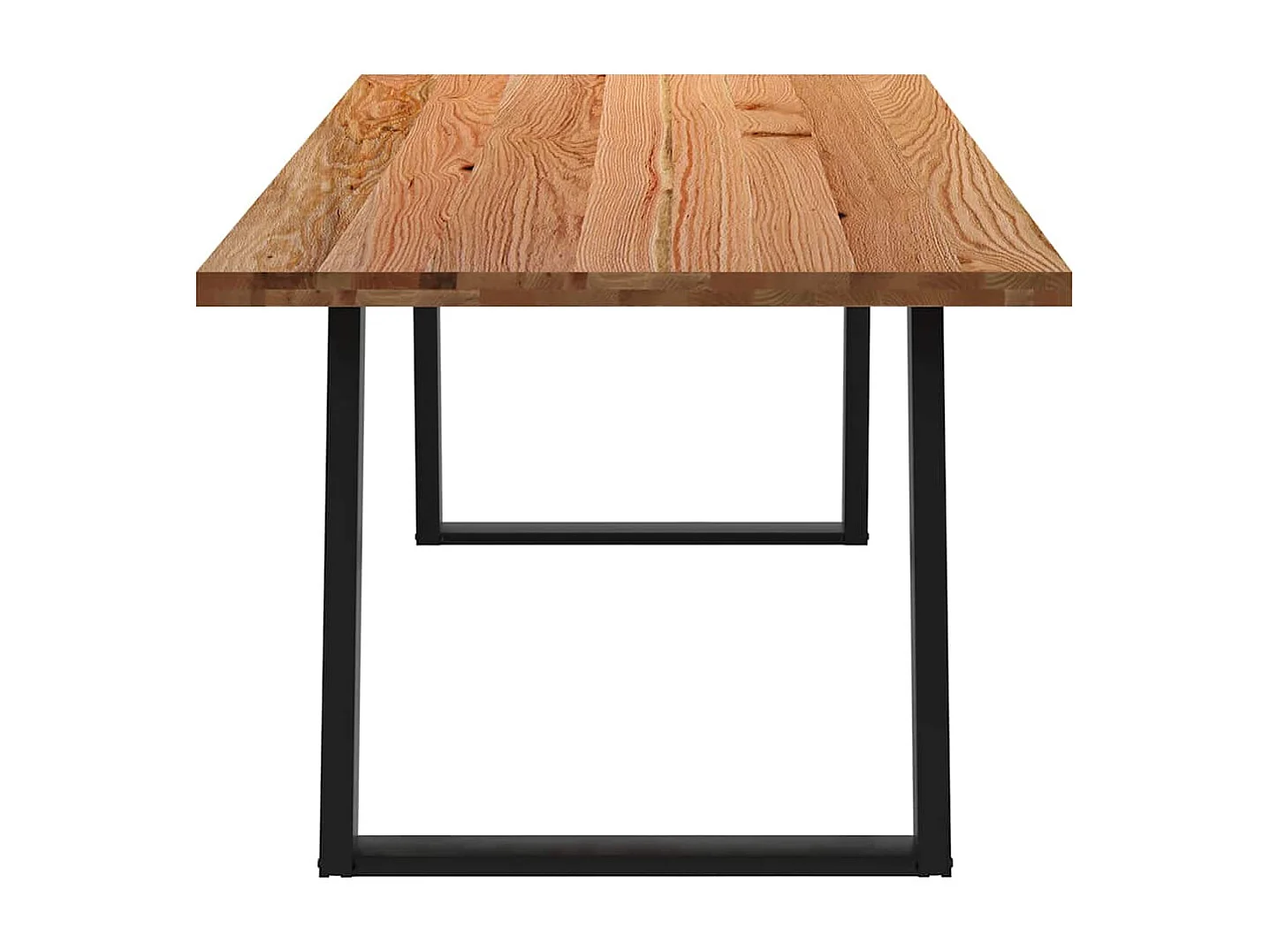 Table à manger marron clair bois de chêne massif rectangulaire