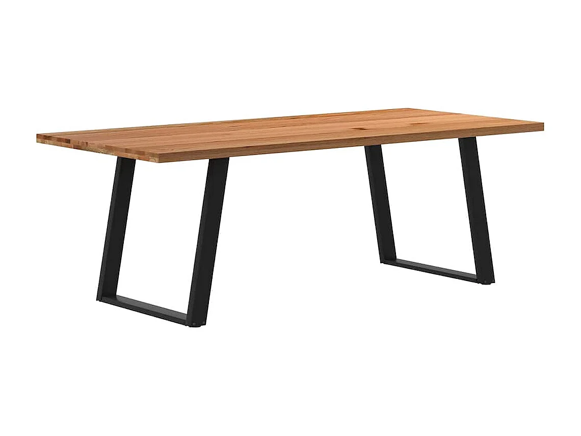 Table à manger marron clair bois de chêne massif rectangulaire