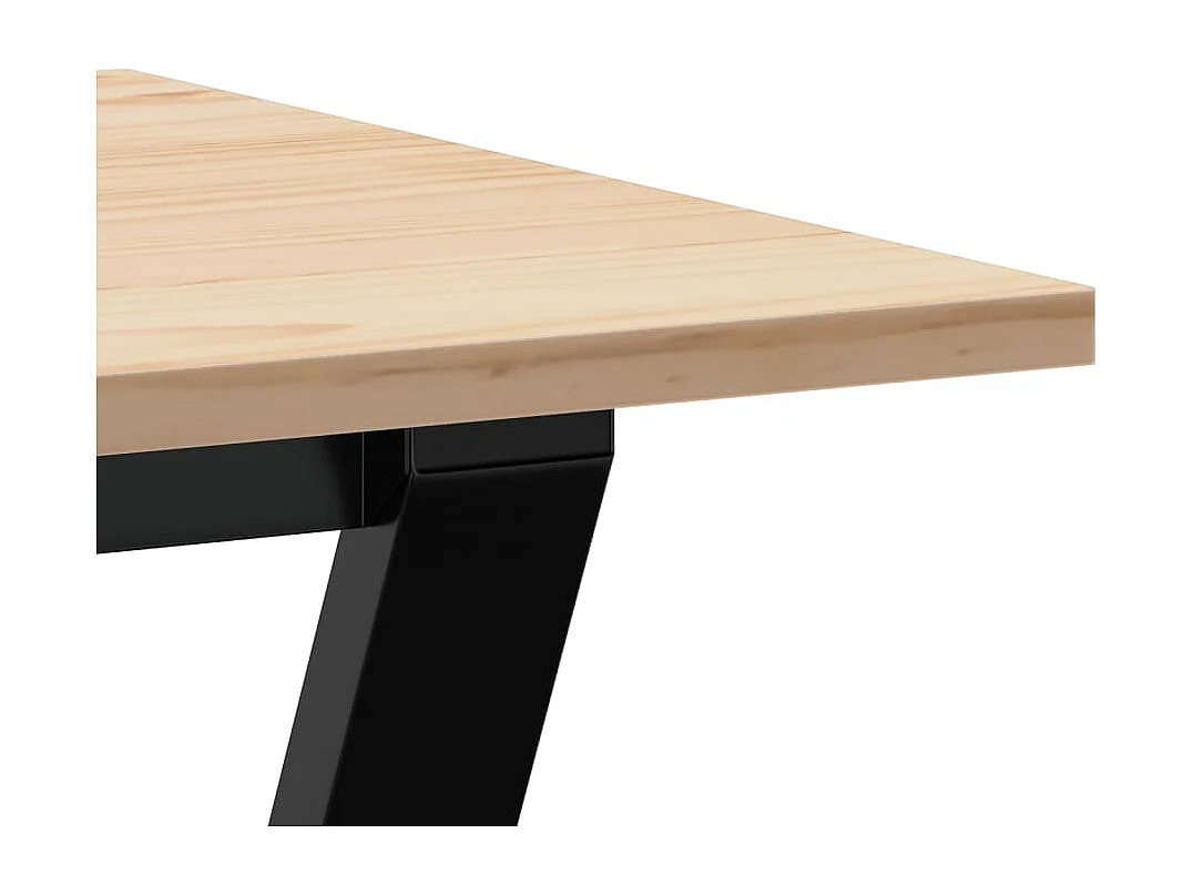 Mesa de comedor marco Y madera maciza pino y hierro 100x50x75cm