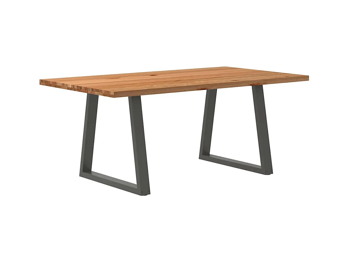 Table à manger marron clair bois de chêne massif rectangulaire