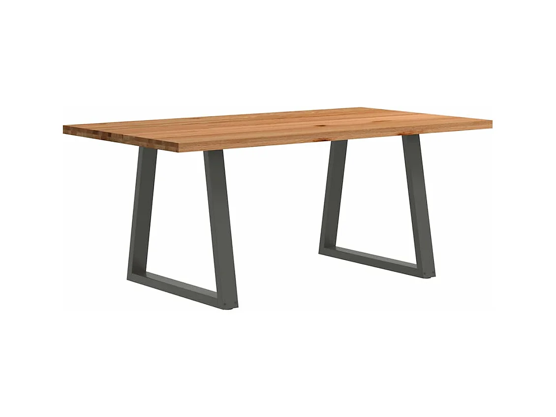 Table à manger marron clair bois de chêne massif rectangulaire