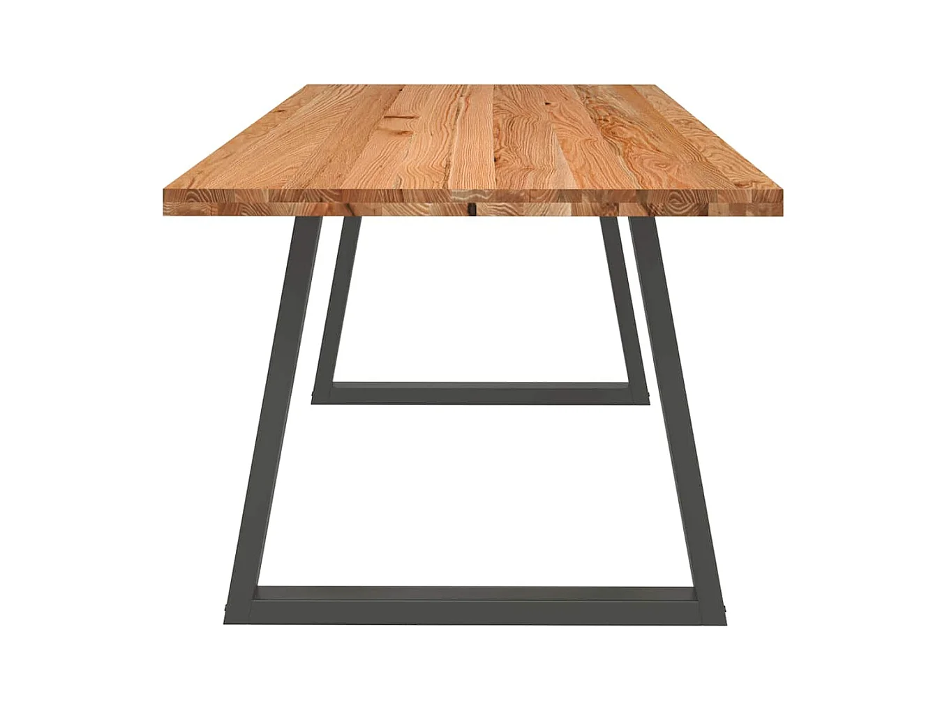 Table à manger marron clair bois de chêne massif rectangulaire