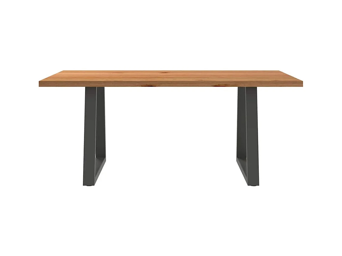 Table à manger marron clair bois de chêne massif rectangulaire