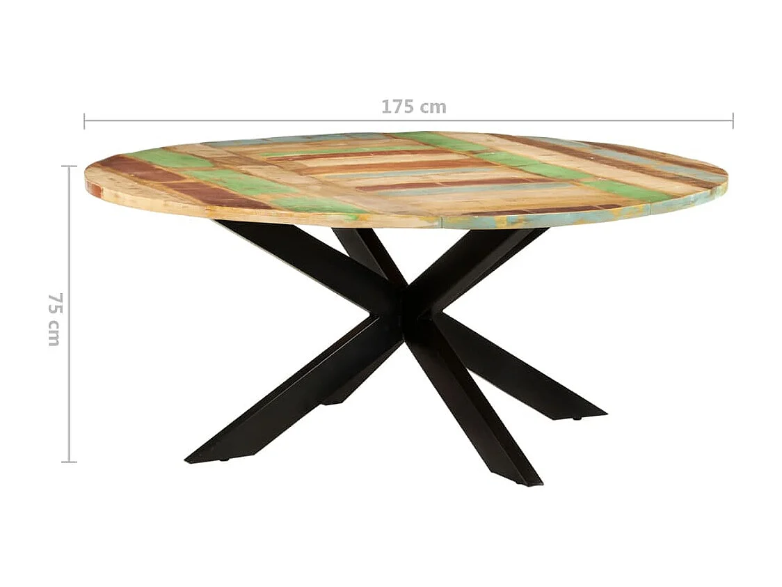 Table à manger ronde 175x75 cm Bois de récupération massif