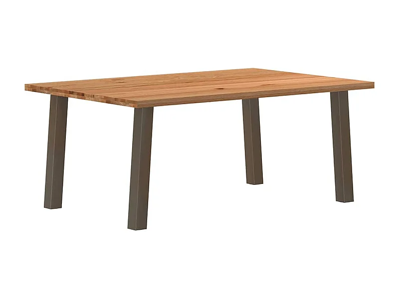 Table à manger marron clair bois de chêne massif rectangulaire