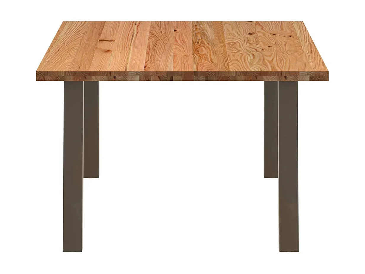 Table à manger marron clair bois de chêne massif rectangulaire