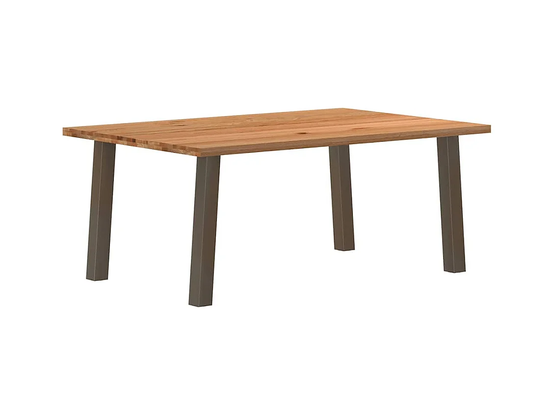 Table à manger marron clair bois de chêne massif rectangulaire