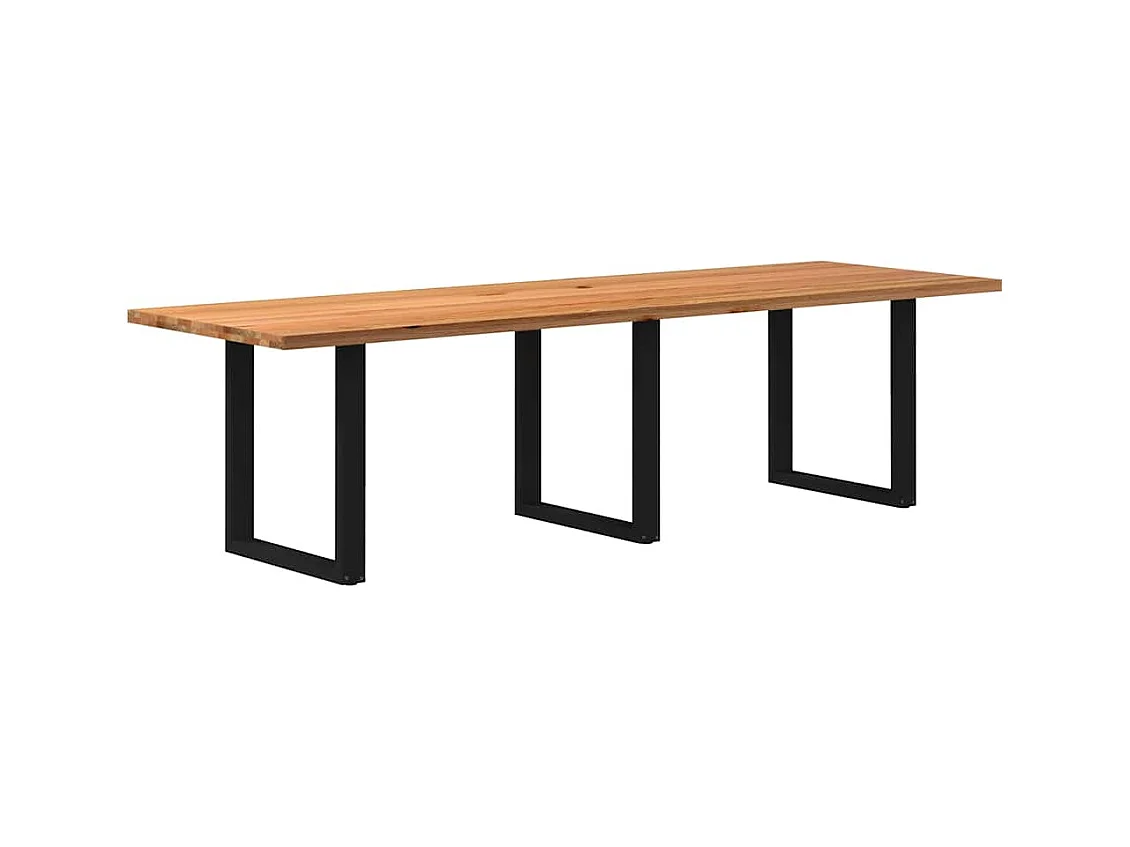 Table à manger marron clair bois de chêne massif rectangulaire