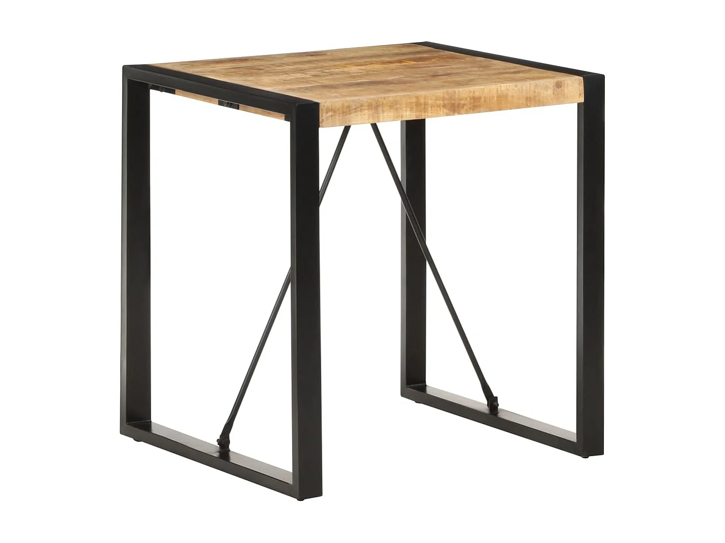 Mesa de comedor madera maciza de mango rugosa 70x70x75 cm