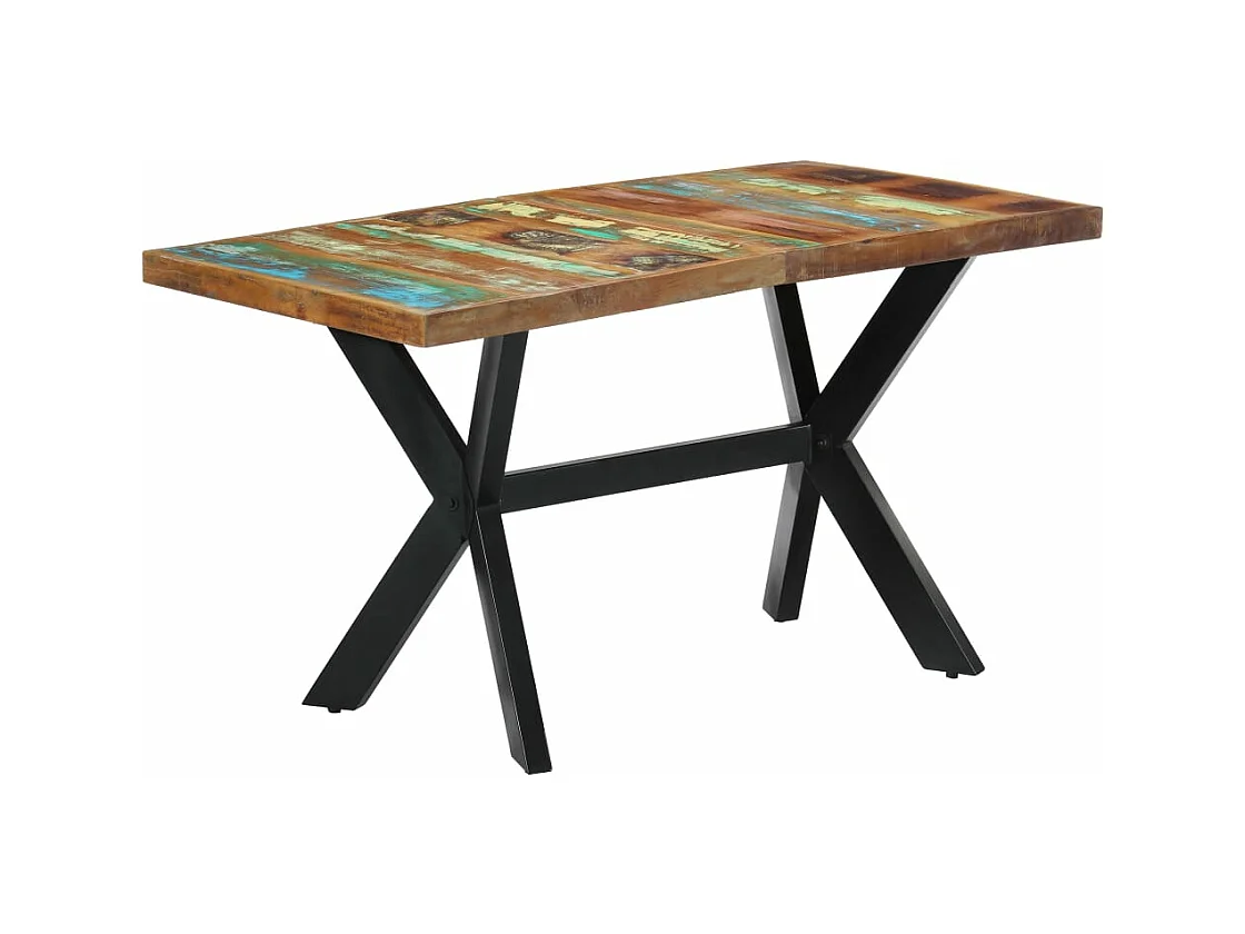 Mesa de comedor de madera maciza reciclada 140x70x75 cm