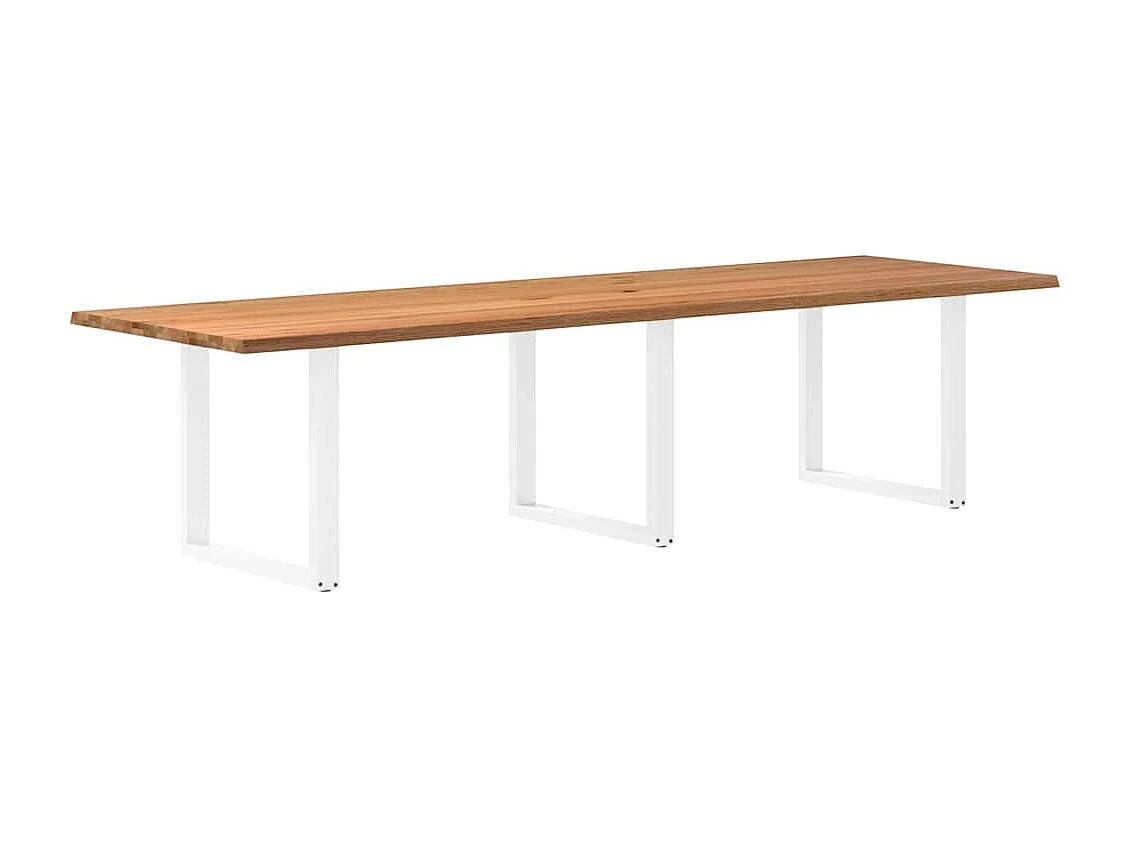 Table à manger marron clair bois de chêne massif rectangulaire