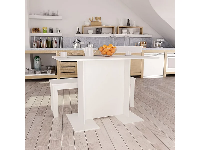 Eettafel 110x60x75 cm bewerkt hout wit