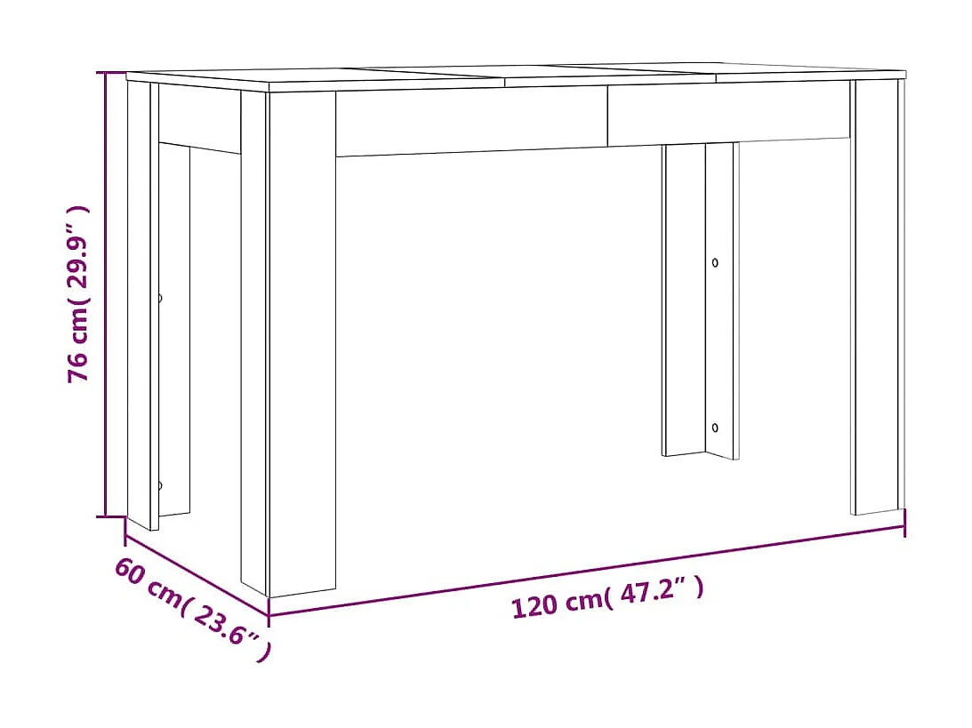 Table à manger Chêne marron 120x60x76 cm bois d'ingénierie