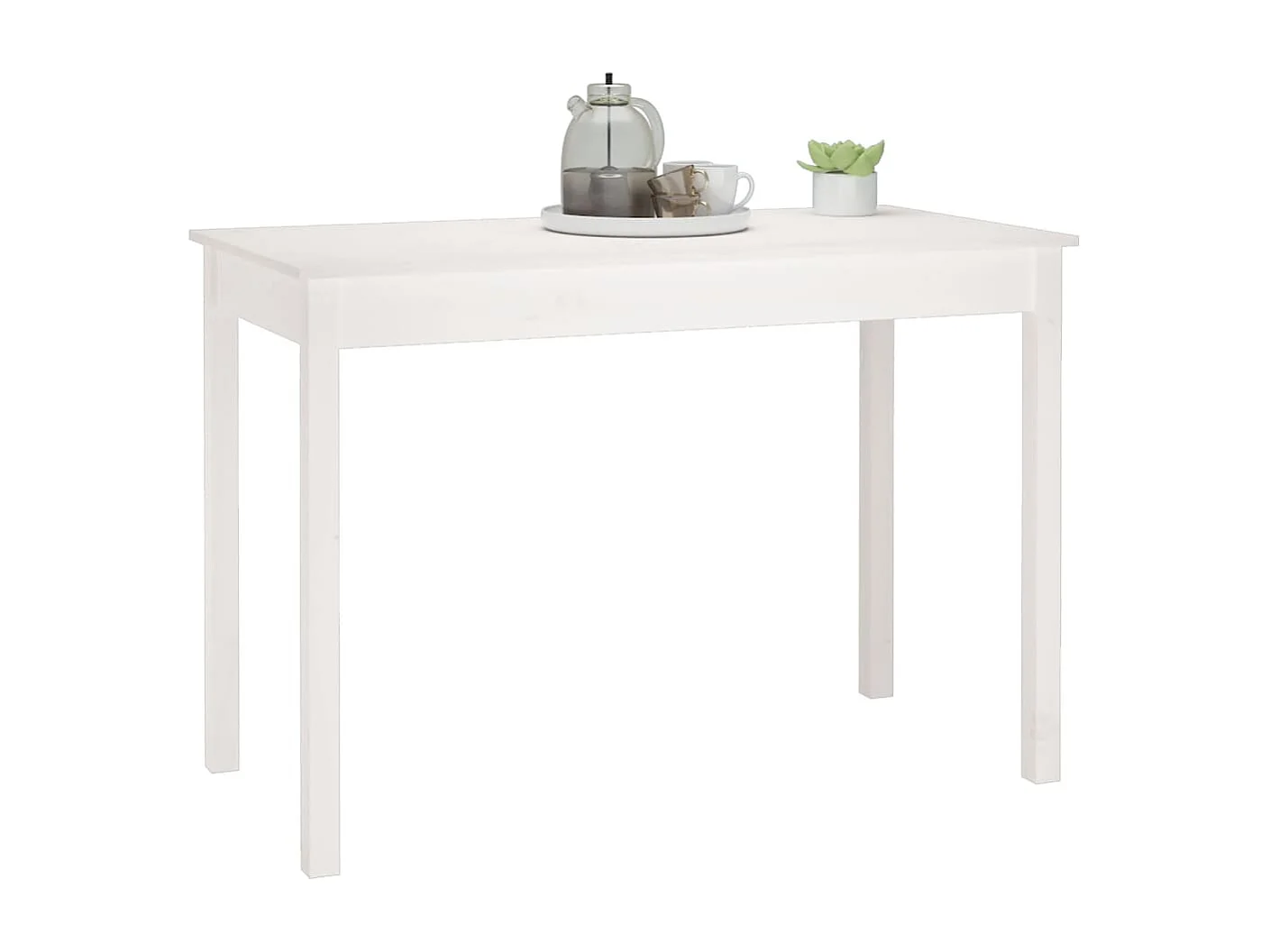 Mesa de comedor madera maciza de pino blanca 110x55x75 cm