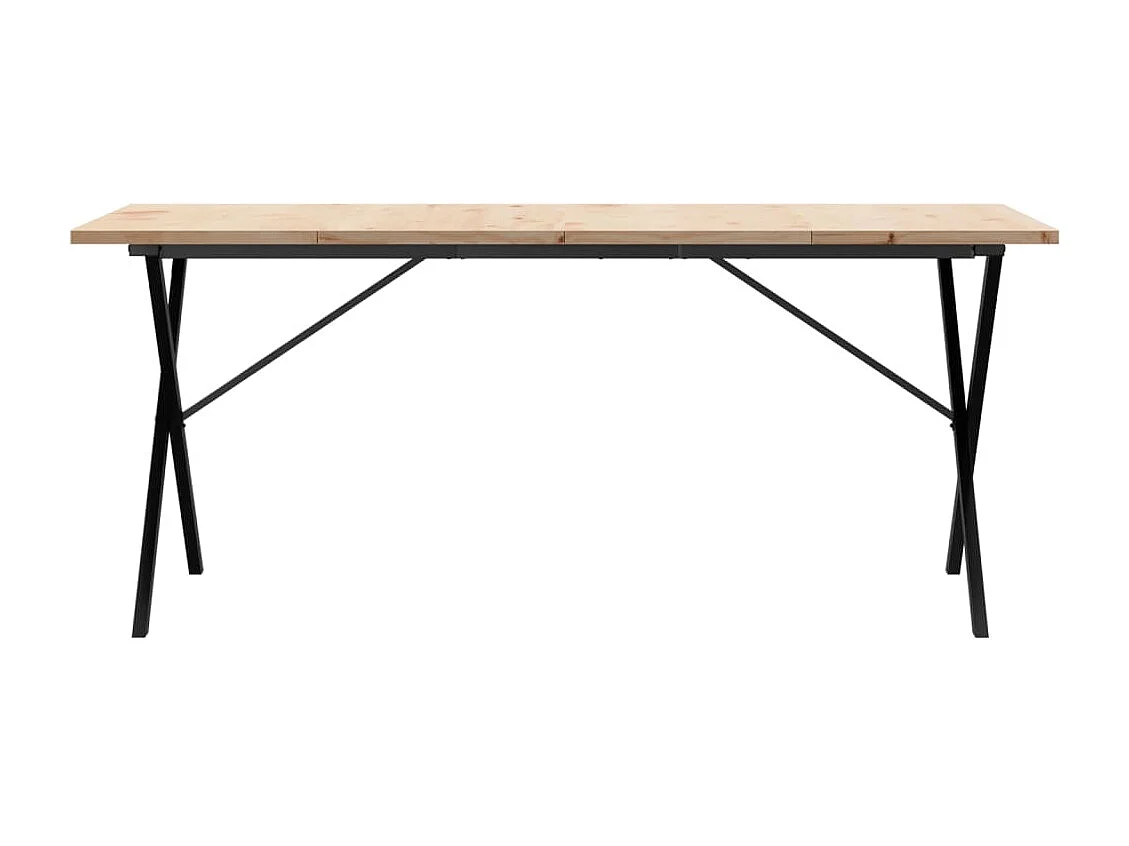 Table à manger cadre en X 180x90x75,5 cm bois pin massif fonte
