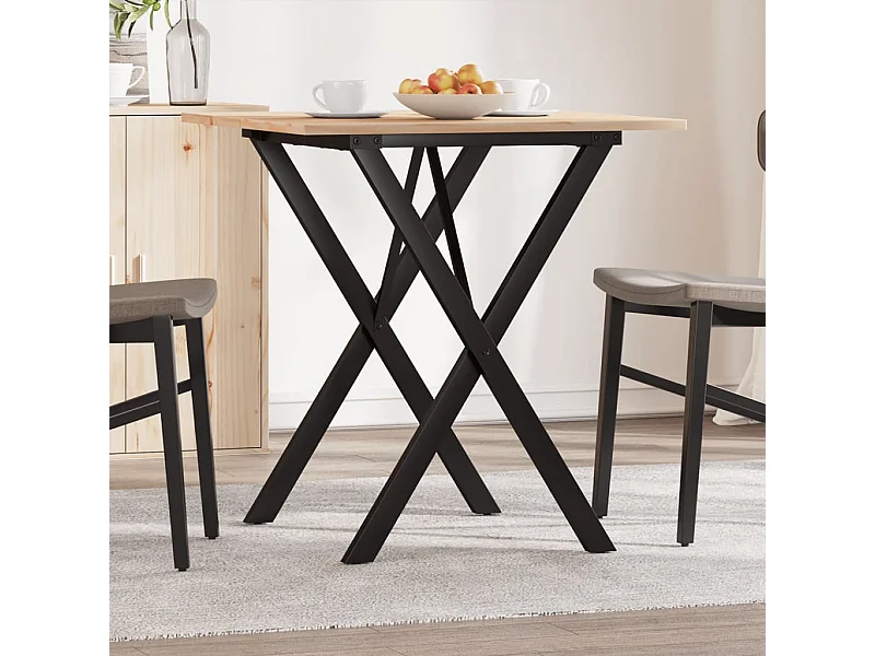 Eettafel X-frame 70x70x75 cm massief grenenhout en staal