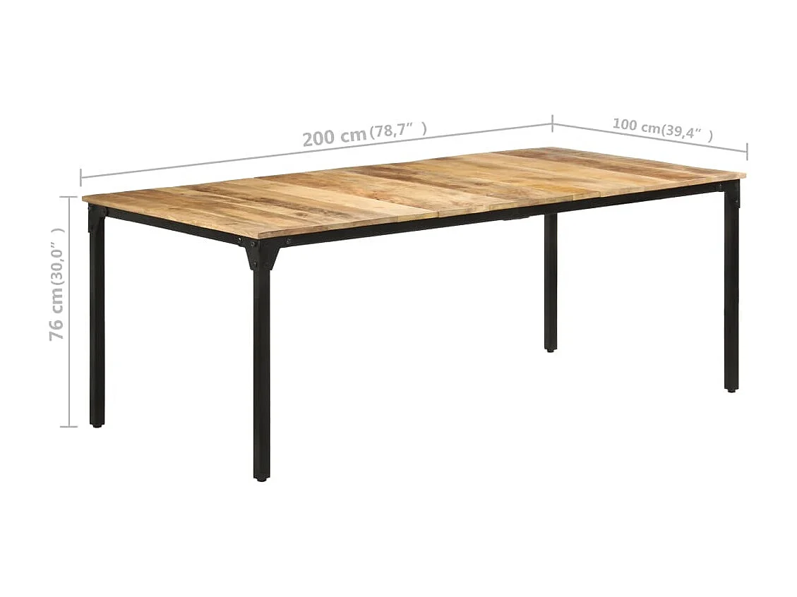 Table de salle à manger 200x100x76 cm Bois de manguier solide