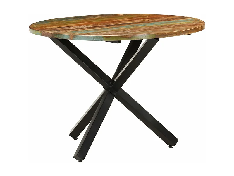 Table à manger ronde 100x100x75 cm Bois de récupération massif