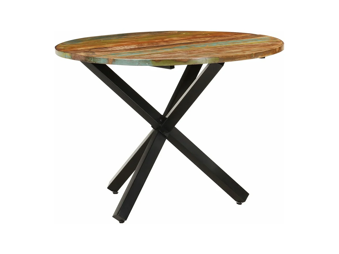 Table à manger ronde 100x100x75 cm Bois de récupération massif