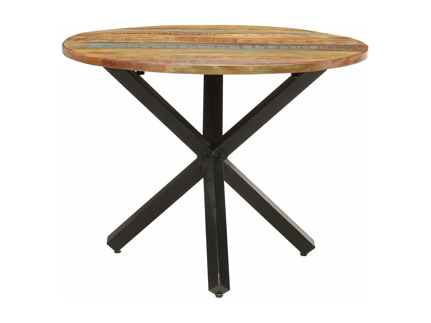 Table à manger ronde 100x100x75 cm Bois de récupération massif