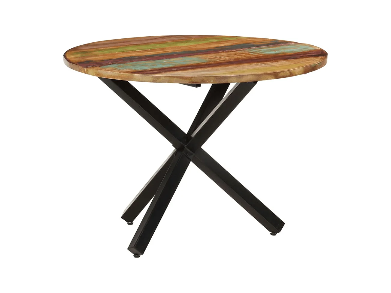 Table à manger ronde 100x100x75 cm Bois de récupération massif