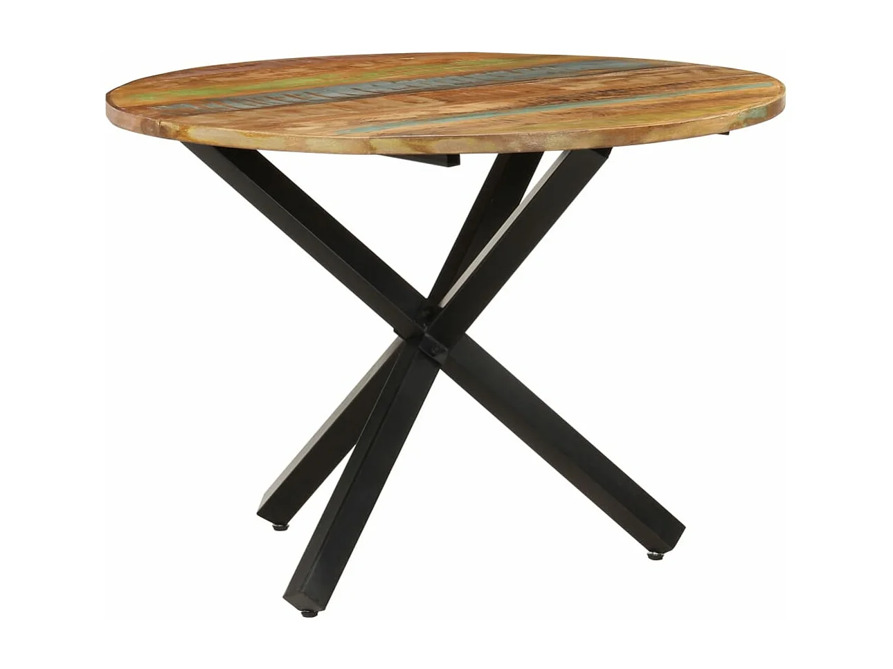Table à manger ronde 100x100x75 cm Bois de récupération massif
