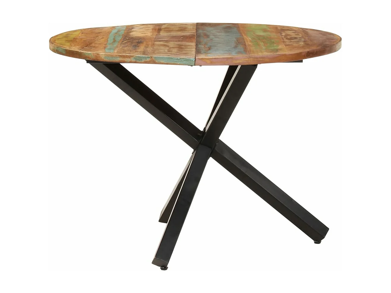 Table à manger ronde 100x100x75 cm Bois de récupération massif