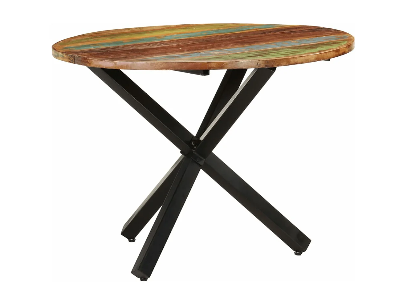 Table à manger ronde 100x100x75 cm Bois de récupération massif