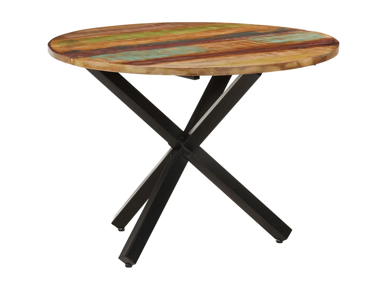Table à manger ronde 100x100x75 cm Bois de récupération massif