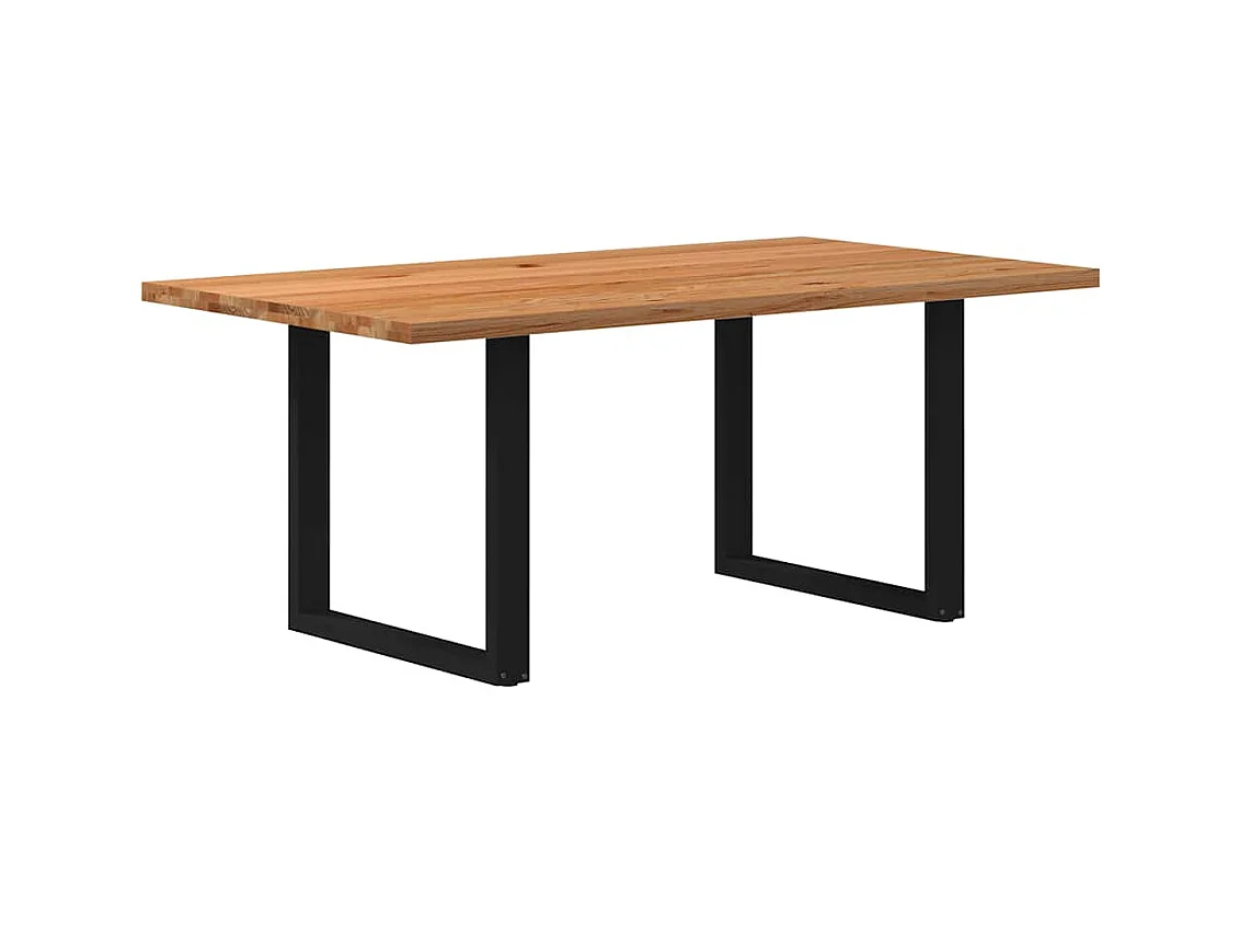 Table à manger marron clair bois de chêne massif rectangulaire